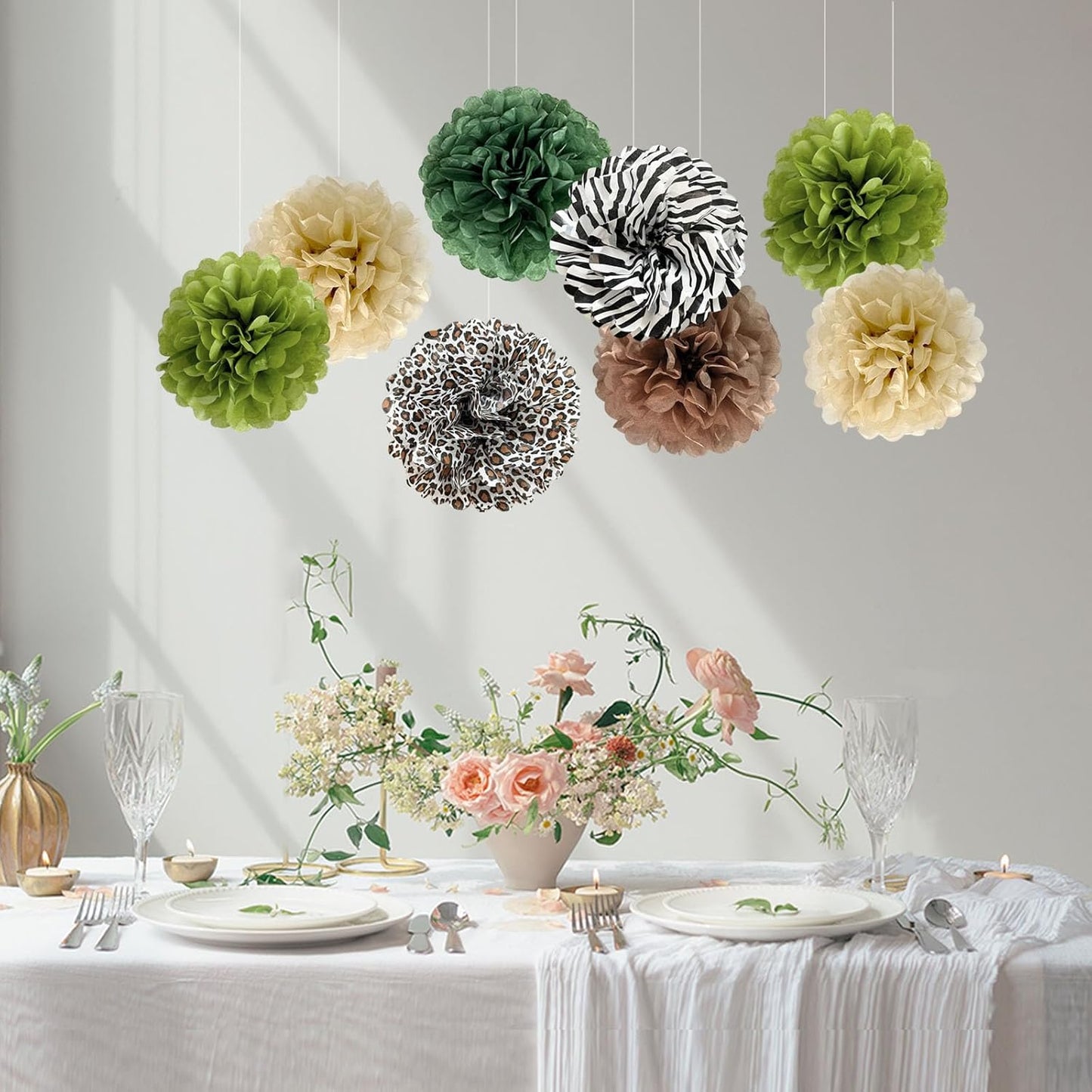 Jungle Safari Leopard-Print Tissue Paper Pom-Poms