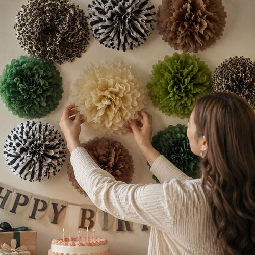 Jungle Safari Leopard-Print Tissue Paper Pom-Poms