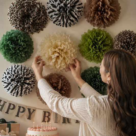 Jungle Safari Leopard-Print Tissue Paper Pom-Poms