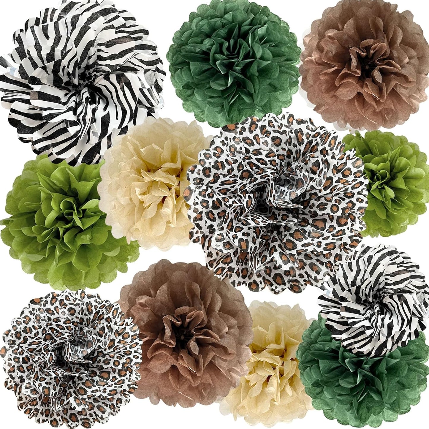 Jungle Safari Leopard-Print Tissue Paper Pom-Poms