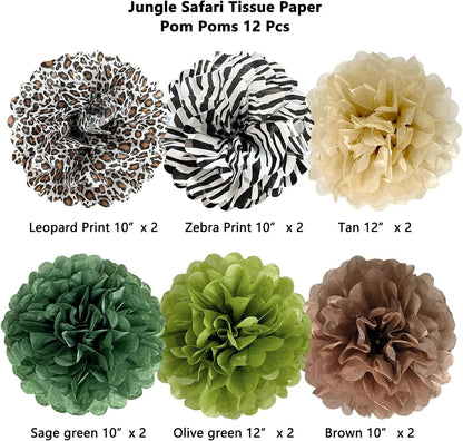 Jungle Safari Leopard-Print Tissue Paper Pom-Poms